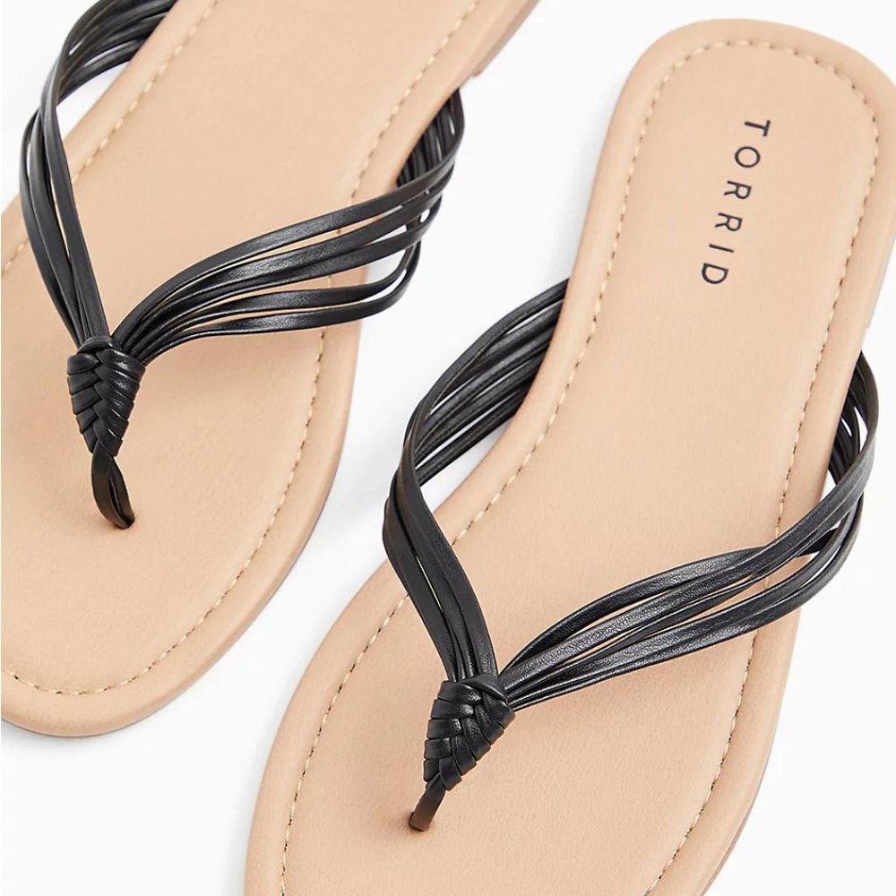 NWT - Torrid - Black Faux Leather Braided FlipFlop